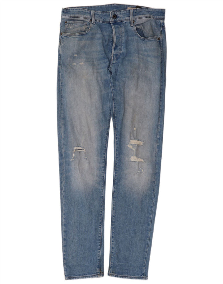 Ανδρικά G-Star 3301 Distressed Slim Jeans W34 L34 Μπλε βαμβακερό