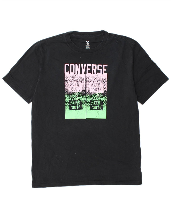 Ανδρικό γραφικό T-Shirt Converse Top Μεσαίο μαύρο βαμβακερό