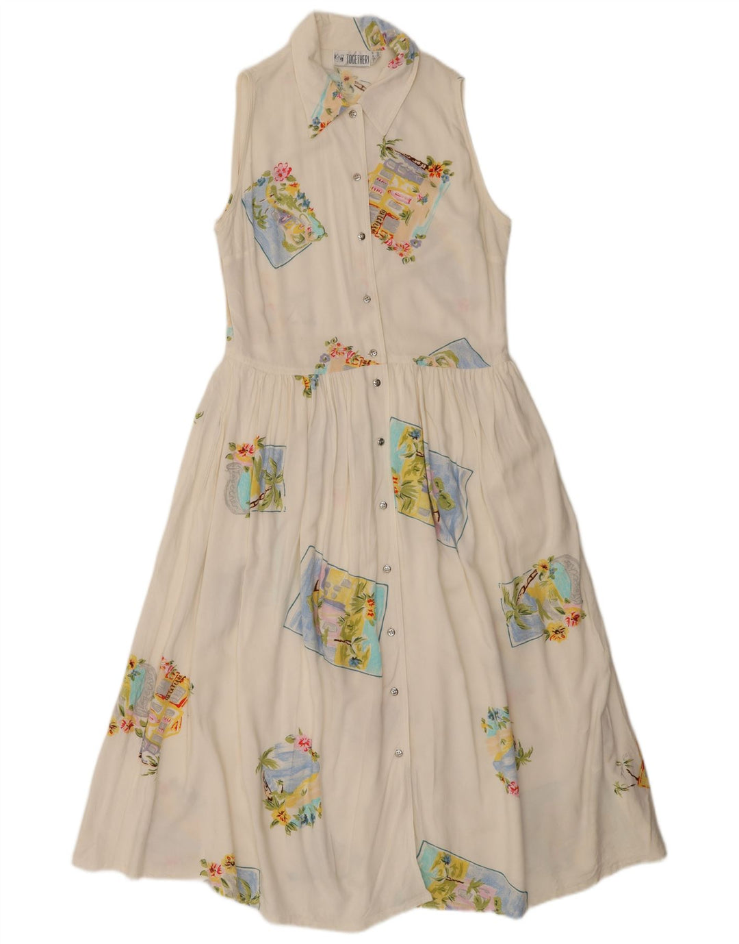 Together Γυναικείο Αμάνικο Maxi Φόρεμα UK 12 Medium White Patchwork