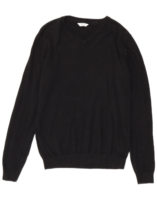 Marks & Spencer Boys V-Neck Jumper Sweater 15-16 Years Black Cotton