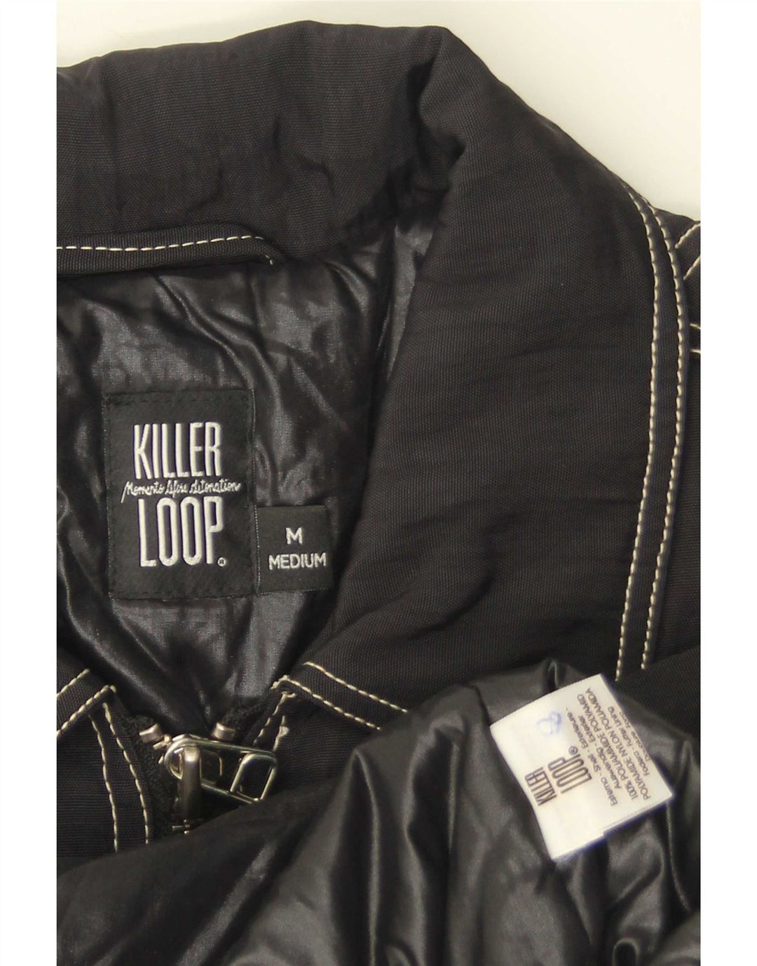 Killer Loop Ανδρικό γραφικό Bomber Jacket UK 38 Medium Black Polyamide