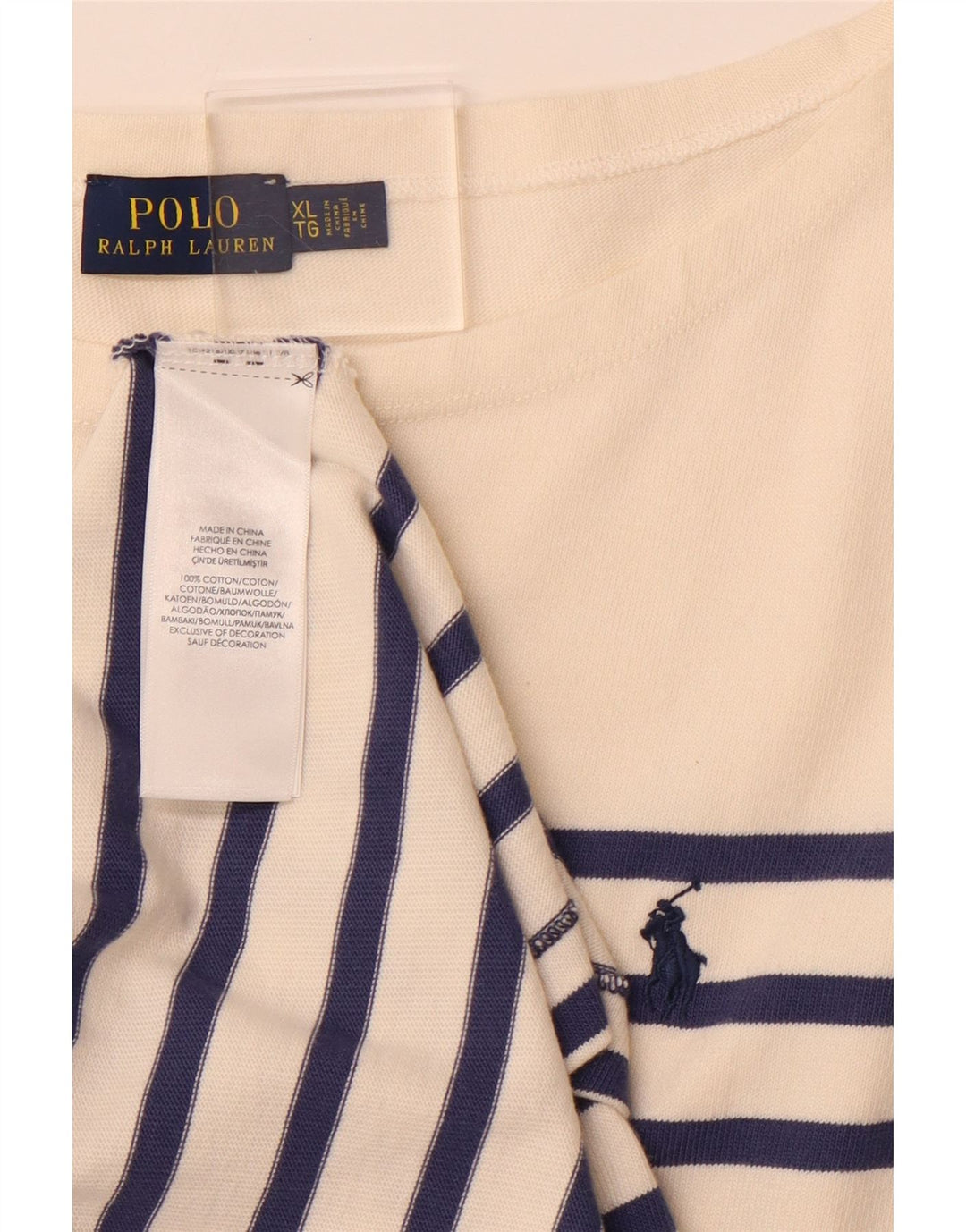 Γυναικείο μακρυμάνικο μπλουζάκι POLO RALPH LAUREN UK 18 XL λευκό ριγέ
