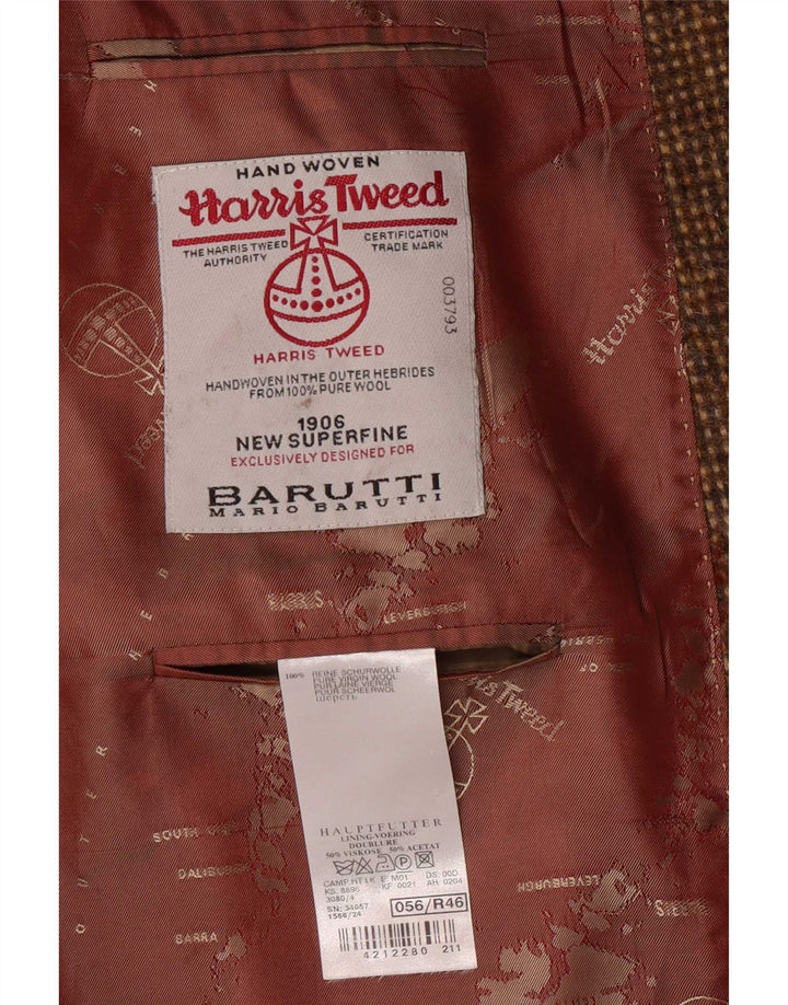 Harris Tweed Ανδρικό σακάκι σακάκι με 2 κουμπιά UK 46 3XL καφέ παρθένο μαλλί