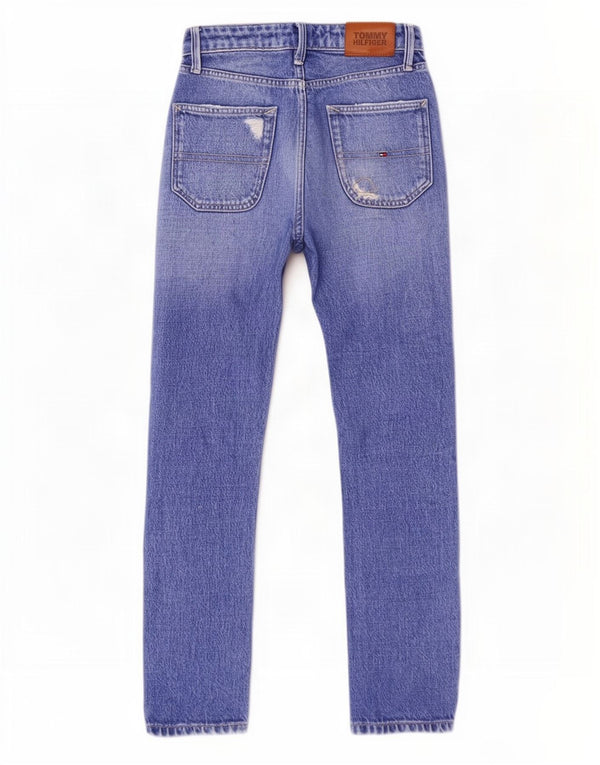 Tommy Hilfiger Girls Distressed Straight Jeans 9-10 ετών W24 L26 Blue