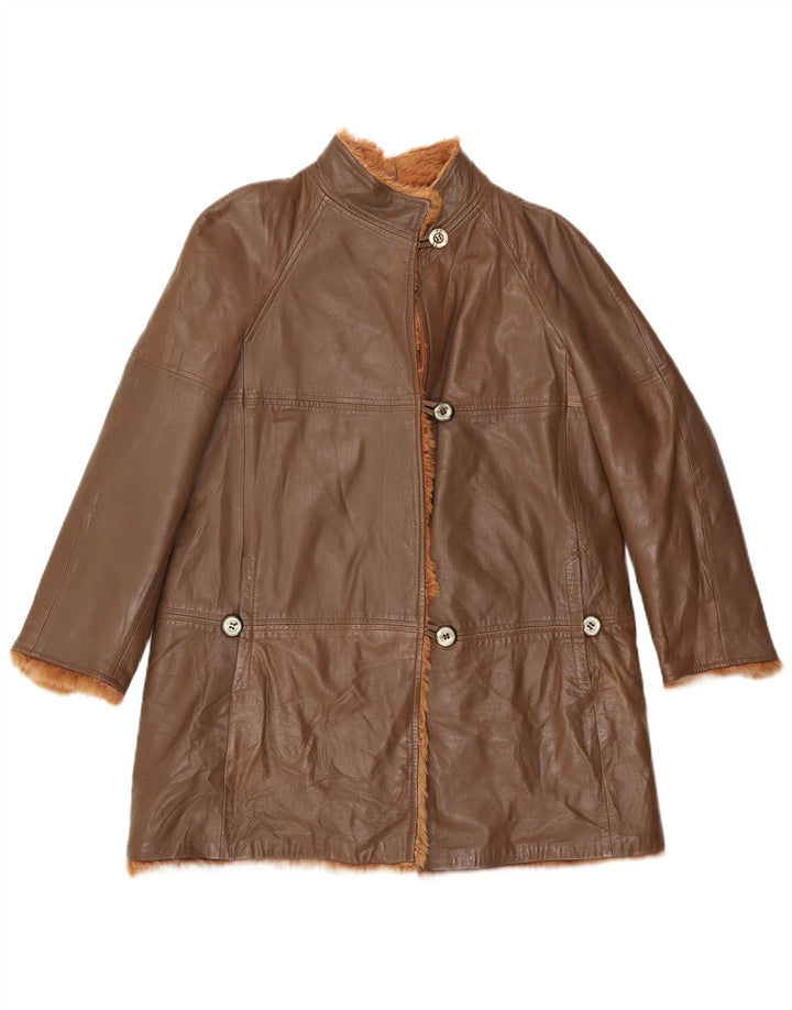 Vintage Γυναικείο Δερμάτινο Μπουφάν UK 12 Μεσαίο Καφέ