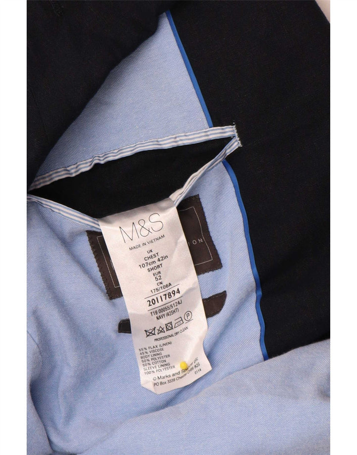 Marks & Spencer Ανδρικό μπλέιζερ με 2 κουμπιά μπουφάν UK 42 Large Navy Blue Flax