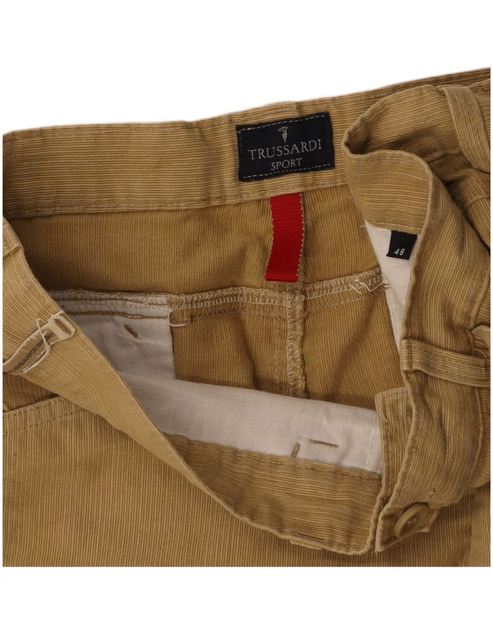 TRUSSARDI Ανδρικό ίσιο κοτλέ παντελόνι IT 48 Medium W32 L31 Beige