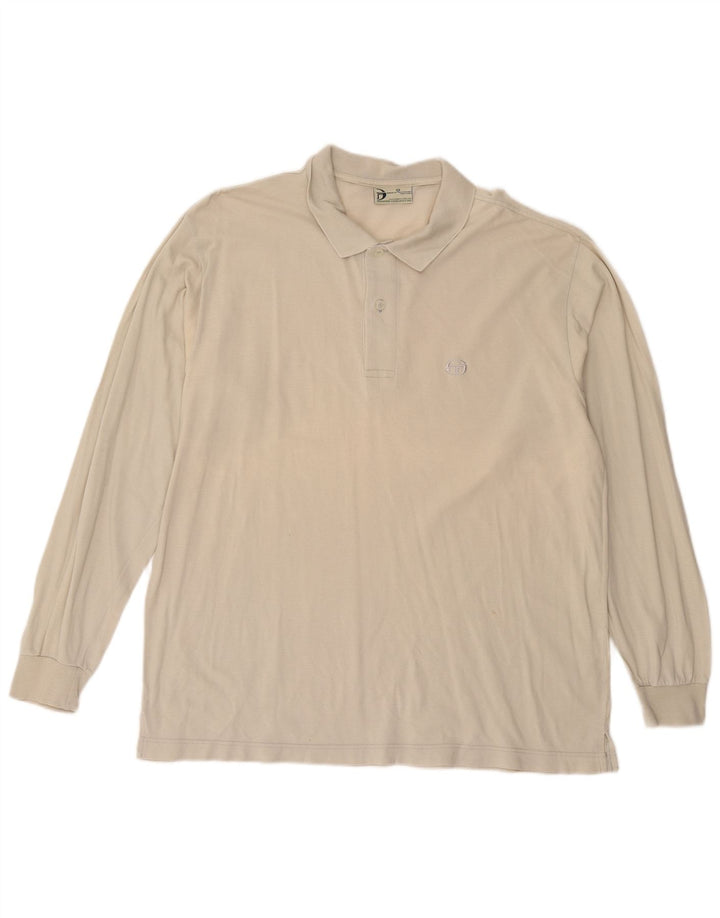 SERGIO TACCHINI Ανδρικό μακρυμάνικο μπλουζάκι πόλο IT 52 μεγάλο εκρού βαμβακερό