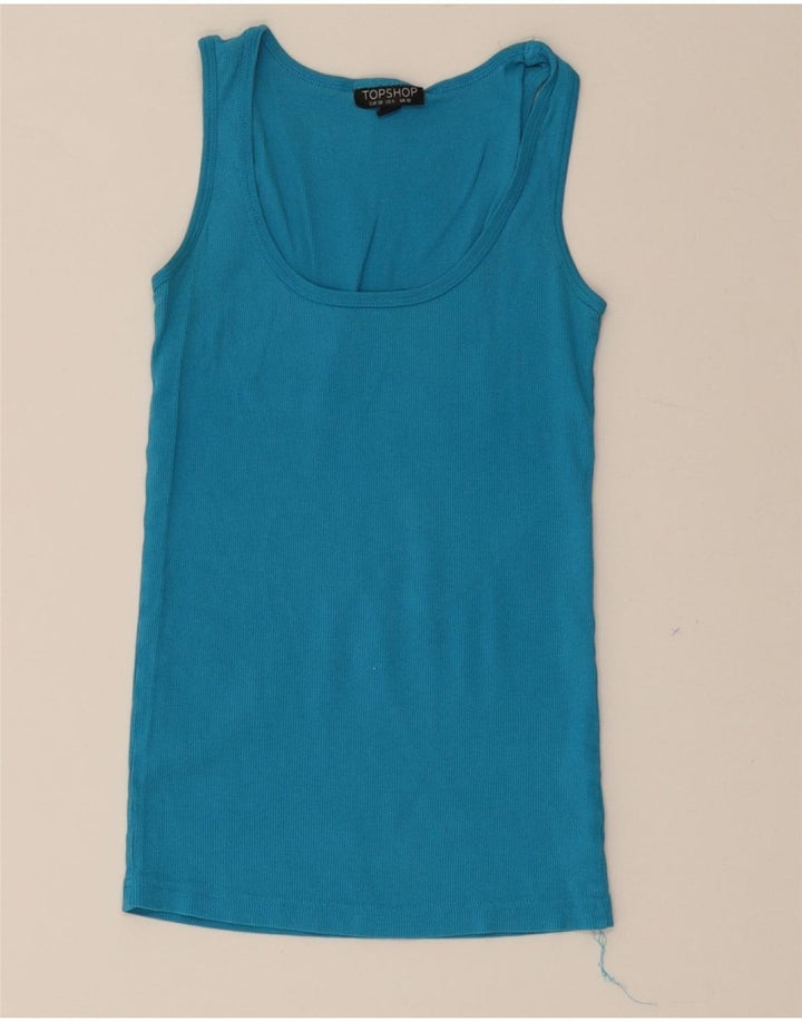 TOPSHOP Womens Vest Top UK 10 Small Blue Cotton Vintage Topshop and Second-Hand Topshop from Messina Hembry 