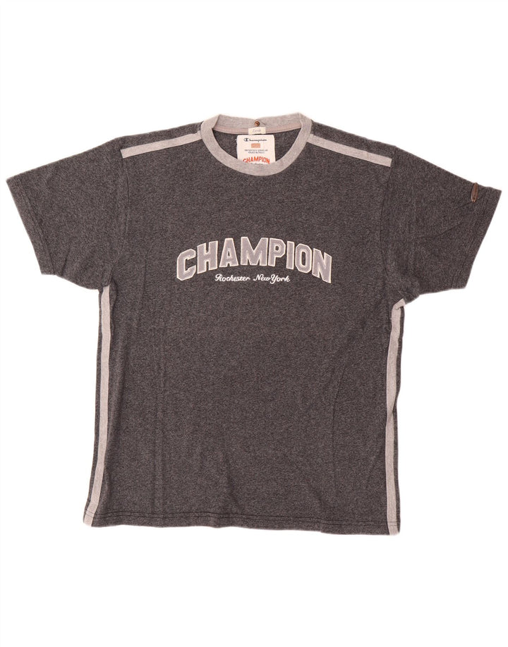 Ανδρικό γραφικό T-Shirt Champion Top Larg γκρι βαμβακερό