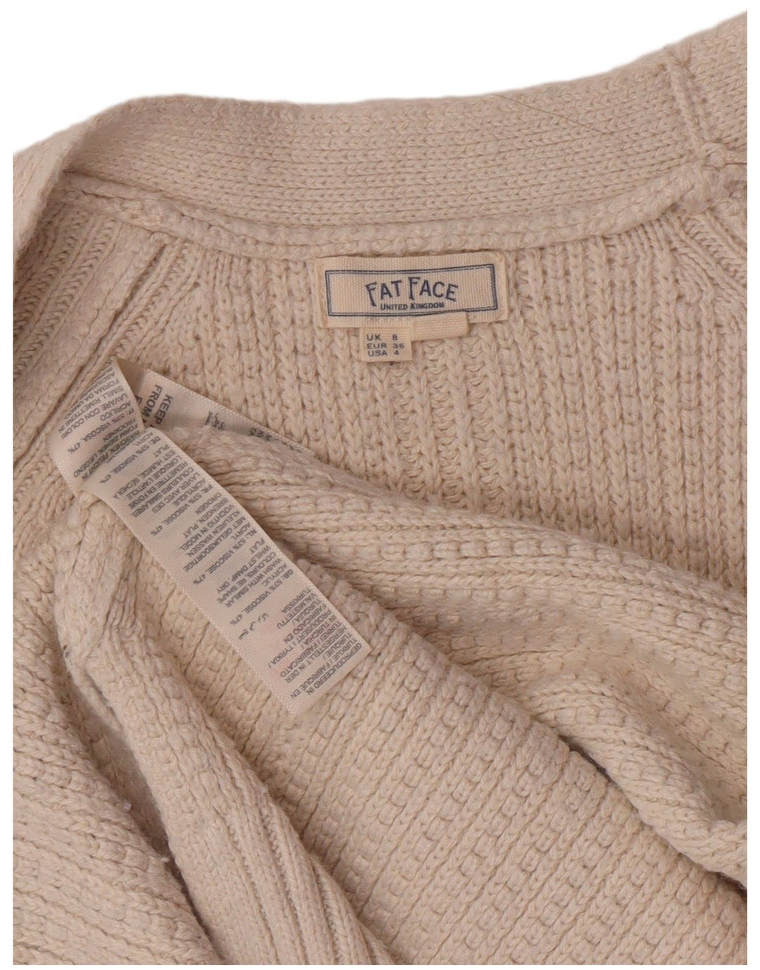Γυναικείο πουλόβερ ζακέτας Fat Face UK 8 Small Beige Viscose Classic