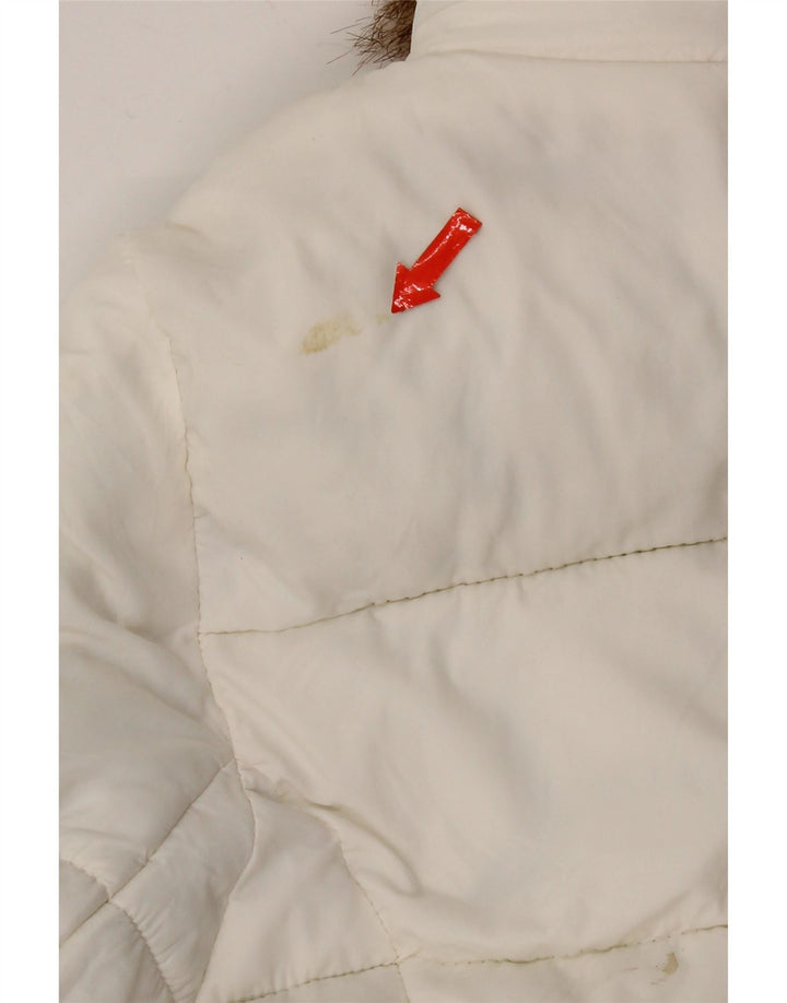 Zara Γυναικείο μπουφάν με κουκούλα UK 10 Small White Polyamide
