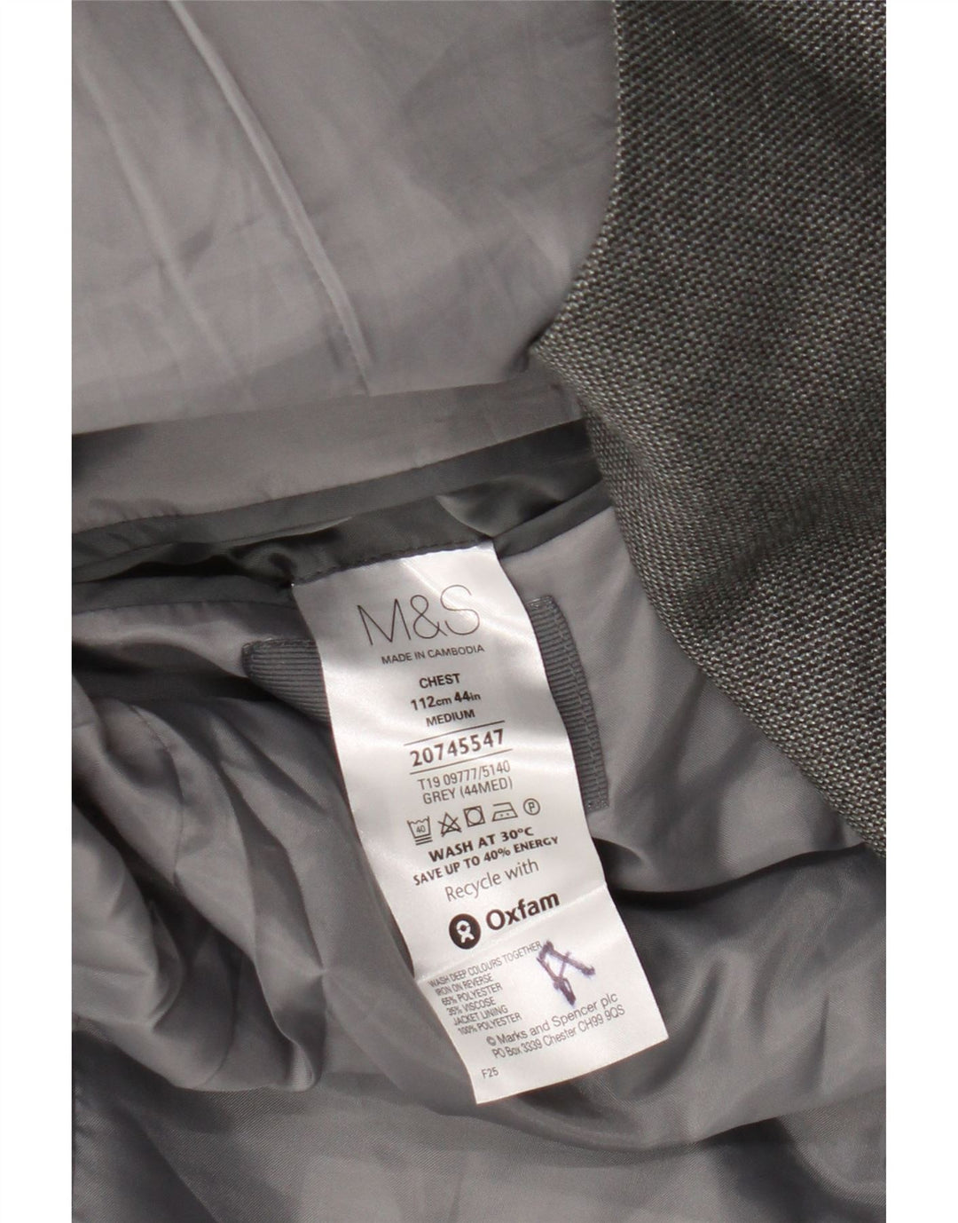 Marks & Spencer Ανδρικό μπουφάν blazer UK 44 2XL Γκρι πολυεστέρας