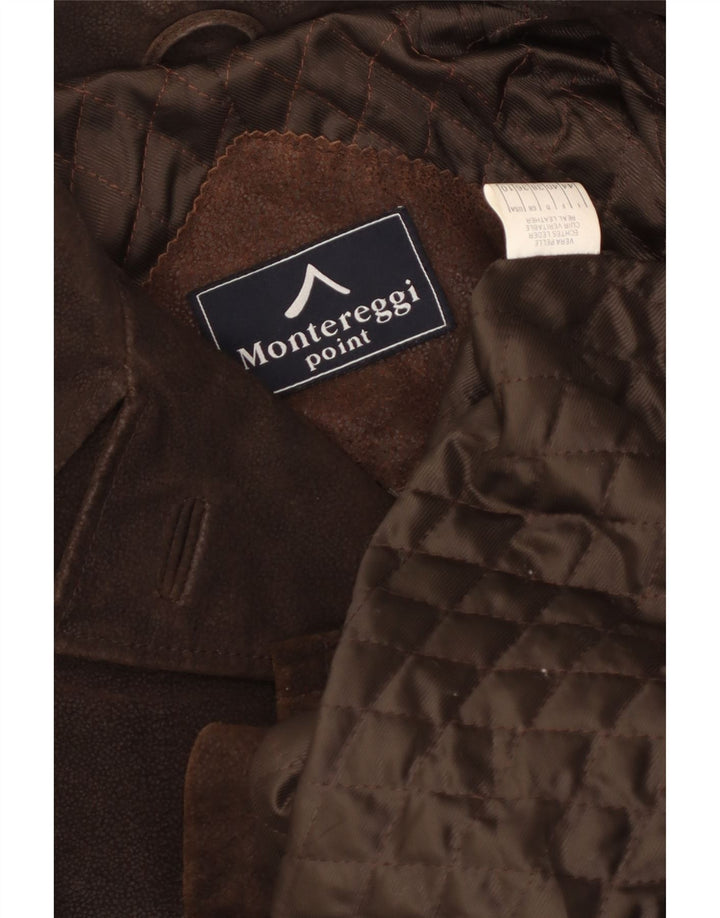 Montereggi Γυναικείο Suede Παλτό με διπλό στήθος UK 14 Μεσαίο καφέ δέρμα