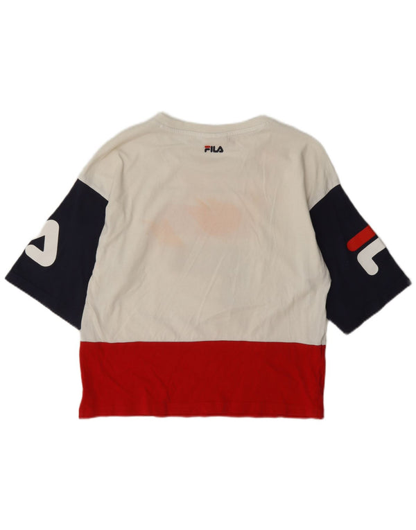 Γυναικείο γραφικό T-shirt Fila Crop Top 10 Small White Colourblock