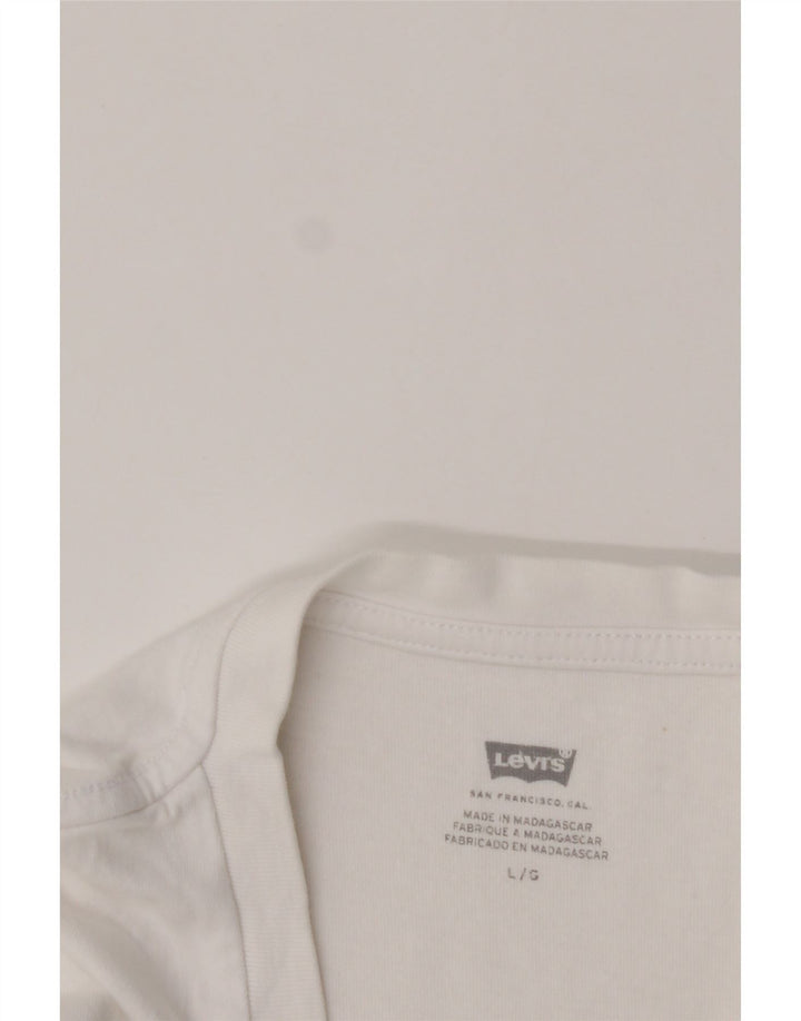 LEVI'S Mens Graphic T-Shirt Top Large White Cotton Vintage Levi's and Second-Hand Levi's from Messina Hembry 