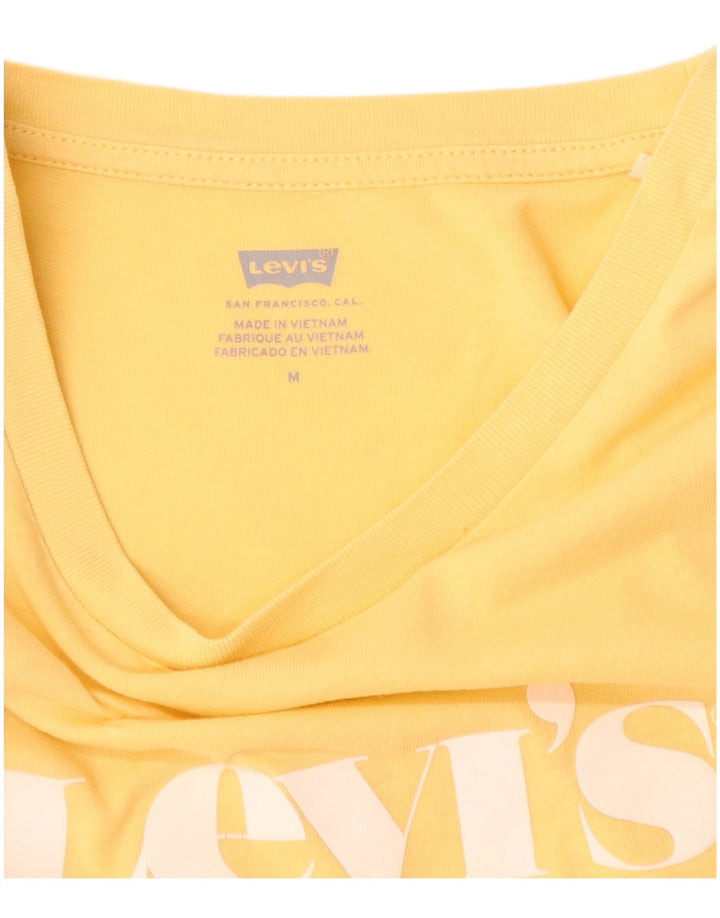 Γυναικείο γραφικό T-Shirt Levi's Top UK 12 Medium Yellow