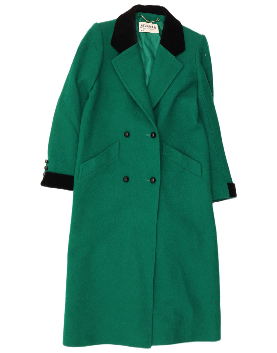 WINDSMOOR Γυναικείο παλτό με διπλό στήθος UK 10 Small Green Wool