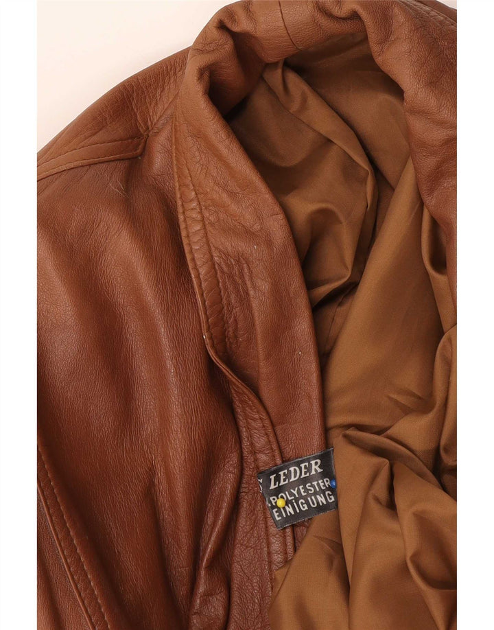 Vintage Γυναικείο Oversized Δερμάτινο Μπουφάν UK 18 XL Καφέ Δερμάτινο