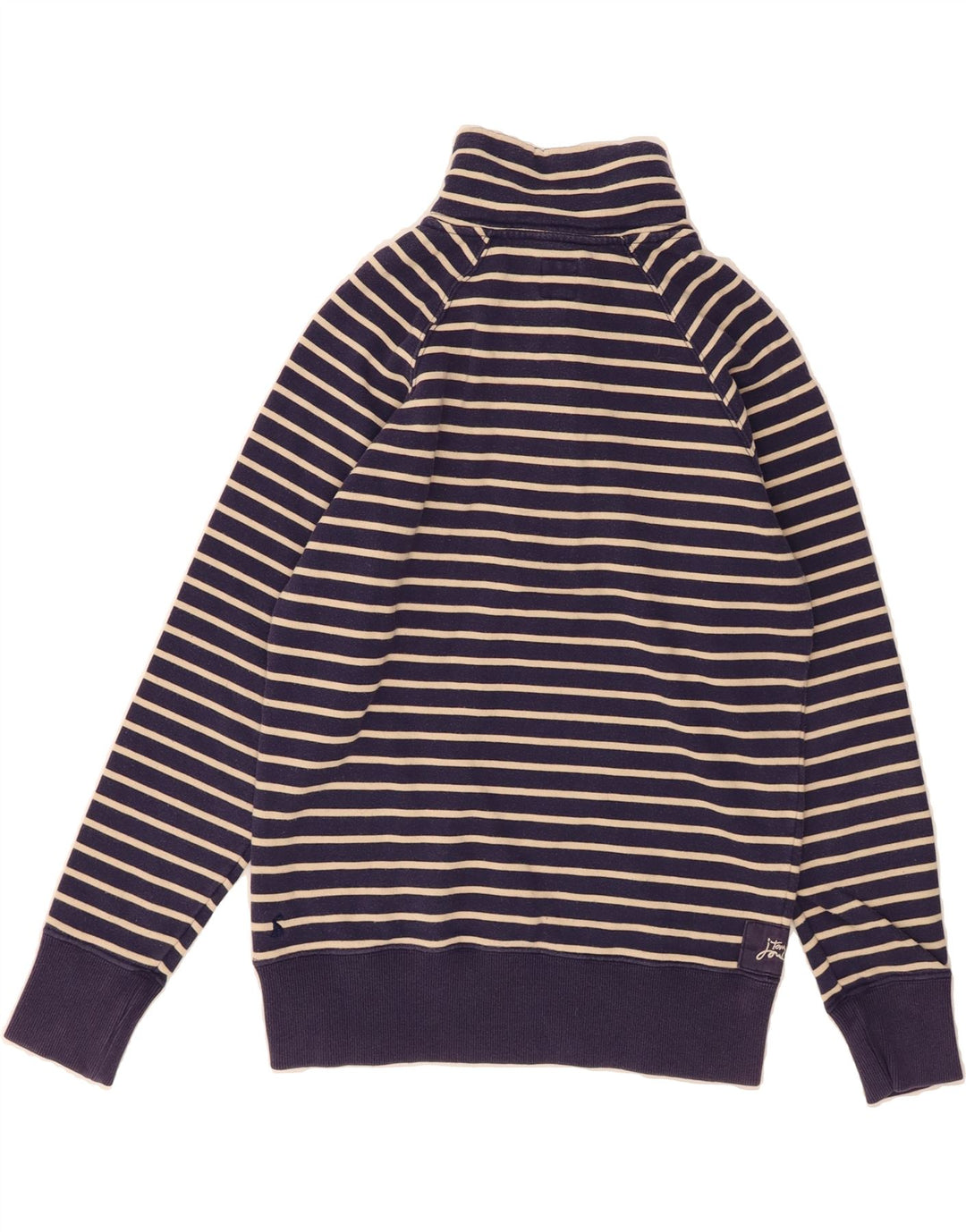 JOULES Womens Button Neck Sweatshirt Jumper UK 12 Medium Navy Blue Striped Vintage Joules and Second-Hand Joules from Messina Hembry 