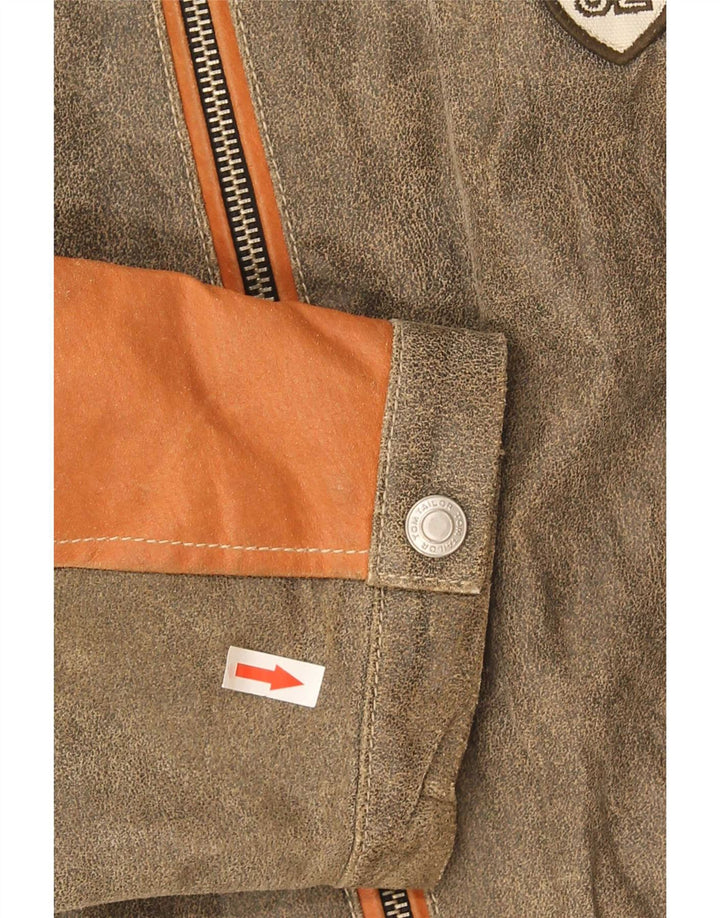 Ανδρικό δερμάτινο μπουφάν Tom Tailor UK 40 Large Grey Colourblock