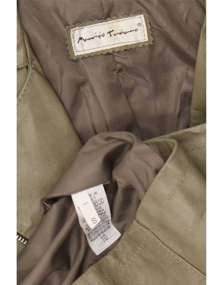 Maurizio Troiano Γυναικείο Δερμάτινο Παλτό UK 10 Small Khaki
