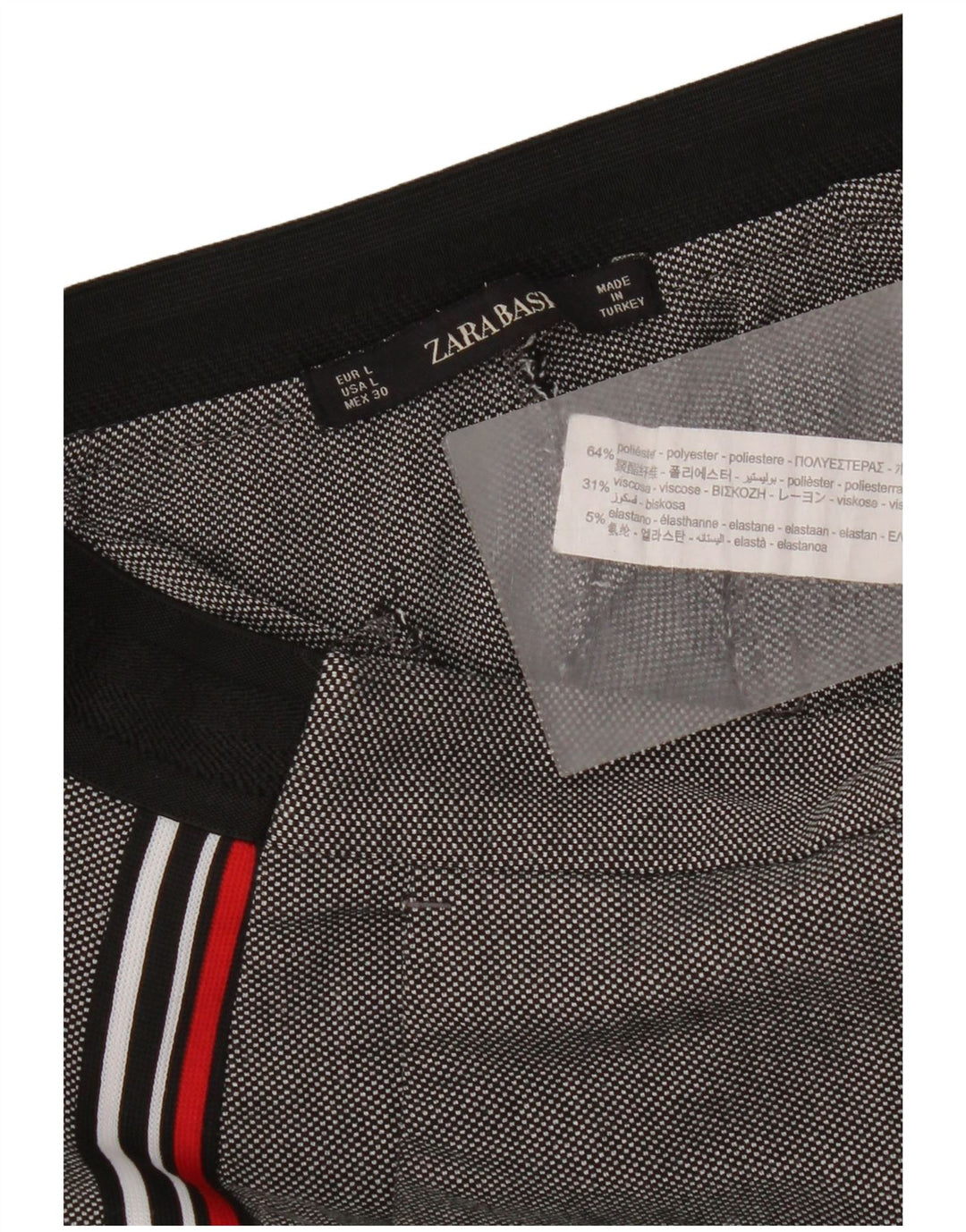 Zara Γυναικείο ίσιο παντελόνι Chino μεγάλο W30 L27 Γκρι Πολυεστέρας