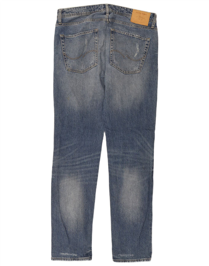 Jack & Jones Mens Tim Distressed Slim Jeans W32 L34 Blue Cotton