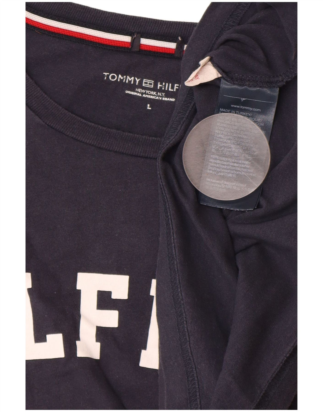 Ανδρικό γραφικό μπλουζάκι TOMMY HILFIGER Μπλουζάκι μεγάλο μπλε ναυτικό βαμβακερό