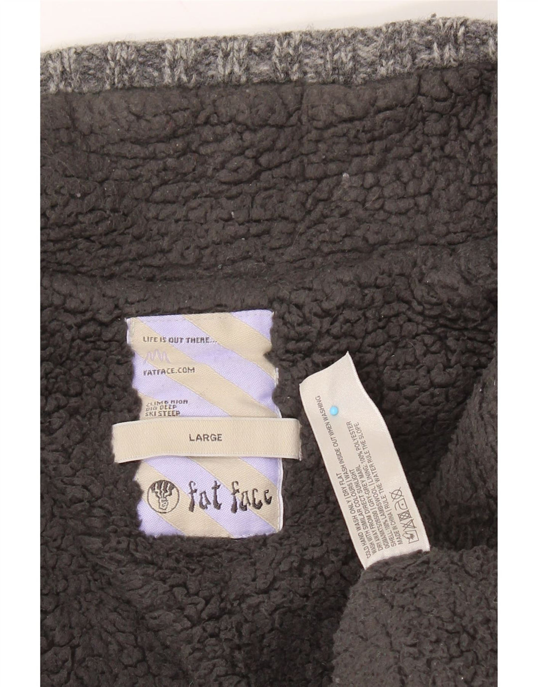 FAT FACE Ανδρικό πουλόβερ με λαιμόκοψη με φερμουάρ Μεγάλο γκρι μαλλί αρνιού