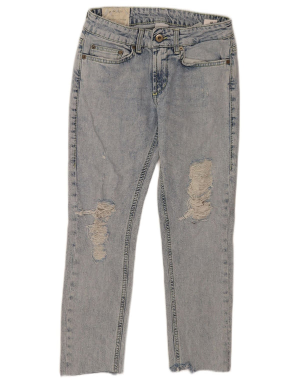 Dondup Womens Distressed Cropped Jeans W26 L23 Blue Cotton