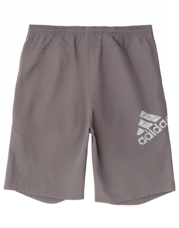 Ανδρικό γραφικό αθλητικό σορτς Adidas μεγάλο γκρι πολυεστερικό αθλητικό