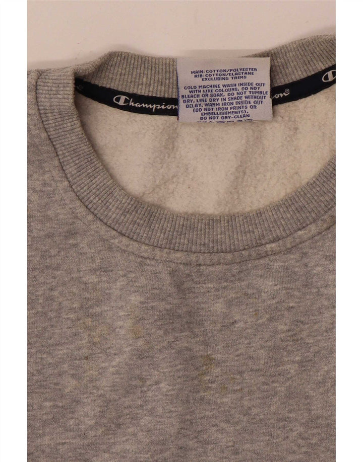 Champion Γυναικεία Crop Graphic Φούτερ Jumper UK 14 Medium Grey Flecked