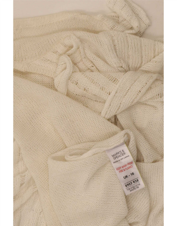 Marks & Spencer Γυναικεία βολάν μπροστά ανοιχτή ζακέτα UK 16 Large White