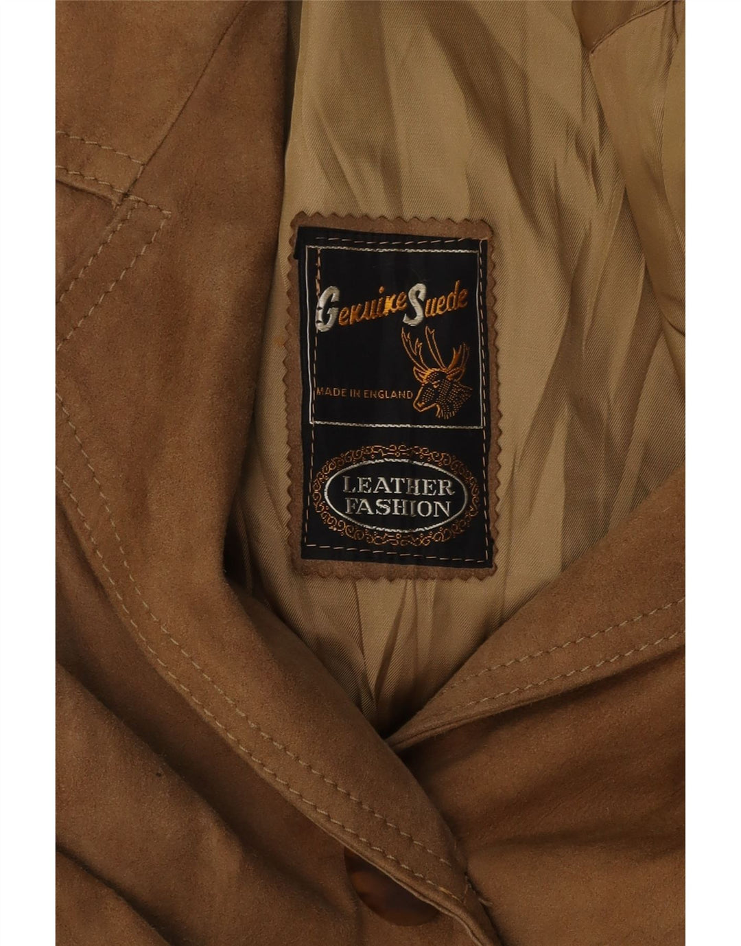 VINTAGE Womens Suede Overcoat UK 16 Large Brown Leather