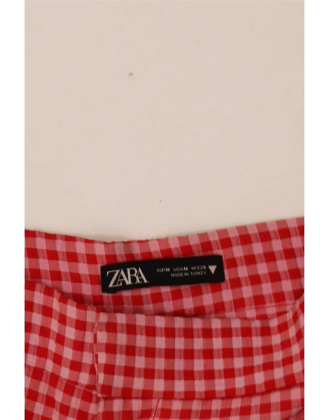 Zara Γυναικείο Cropped Παντελόνι Medium W28 L25 Red Gingham