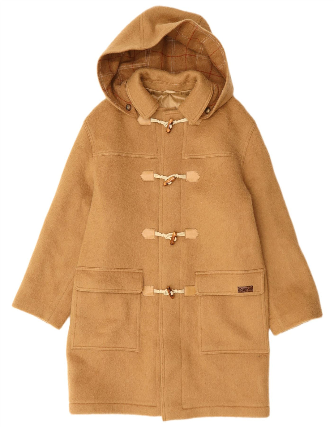 Vintage Ανδρικό παλτό Duffle με κουκούλα UK 40 Large Beige Wool