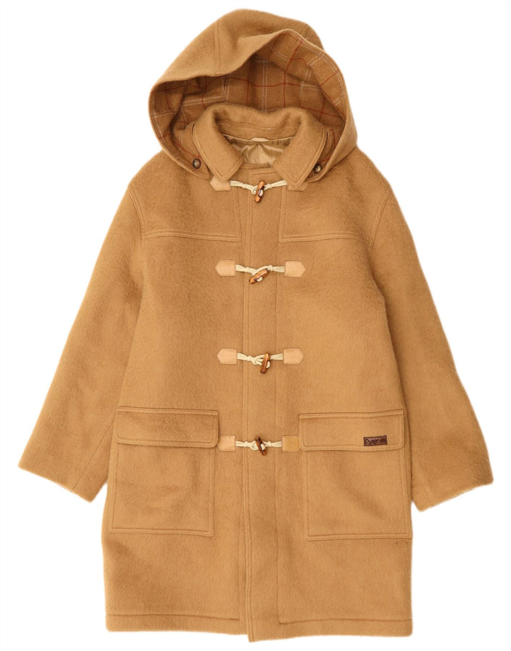 Vintage Ανδρικό παλτό Duffle με κουκούλα UK 40 Large Beige Wool