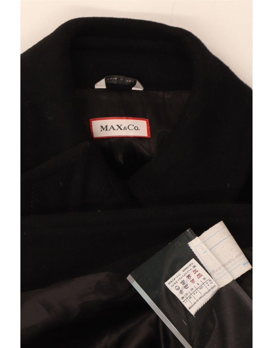 MAX & CO. Womens Overcoat UK 10 Small Black Wool Vintage Max & Co. and Second-Hand Max & Co. from Messina Hembry 