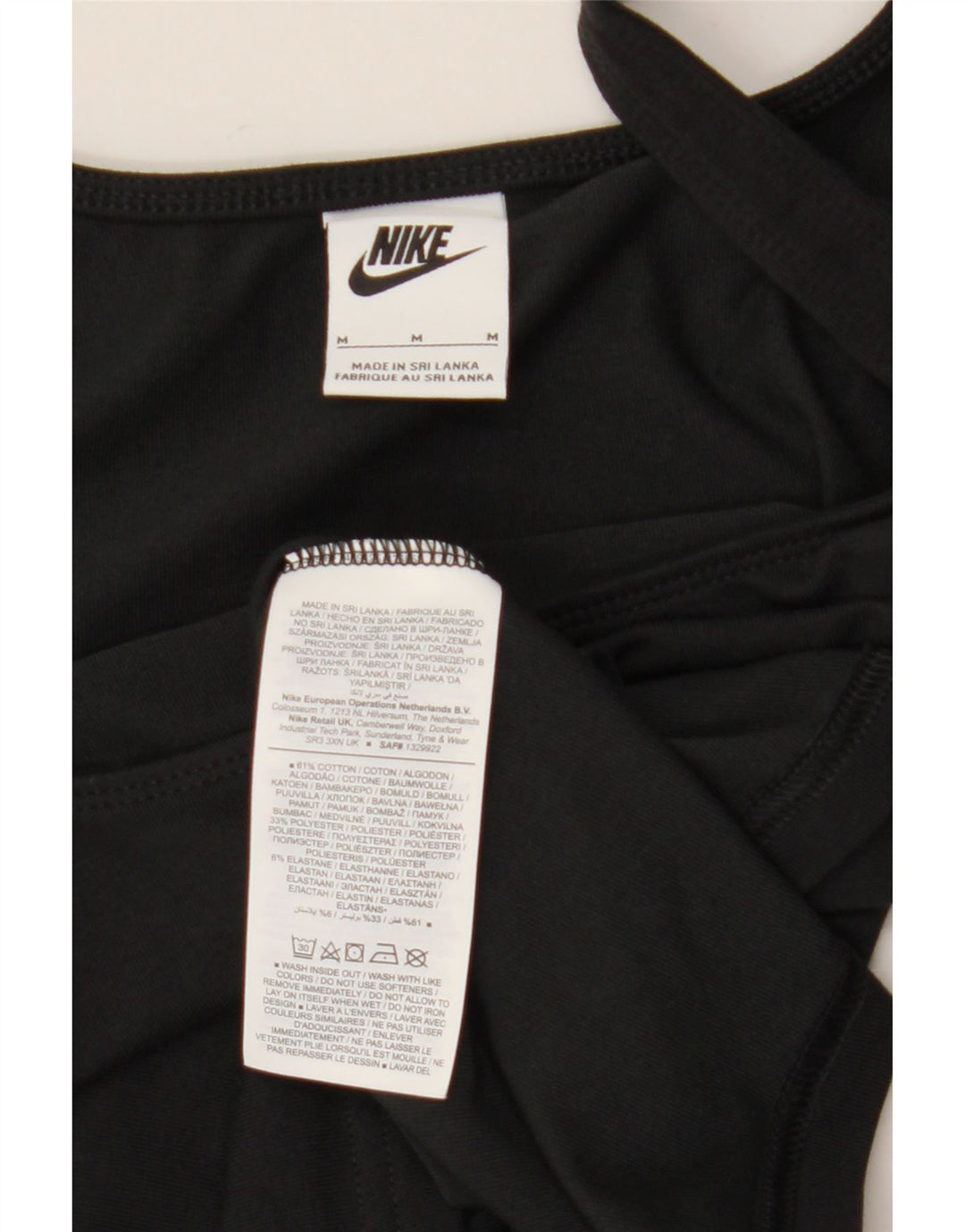 NIKE Γυναικείο Crop Cami Top UK 12 Medium Black Cotton