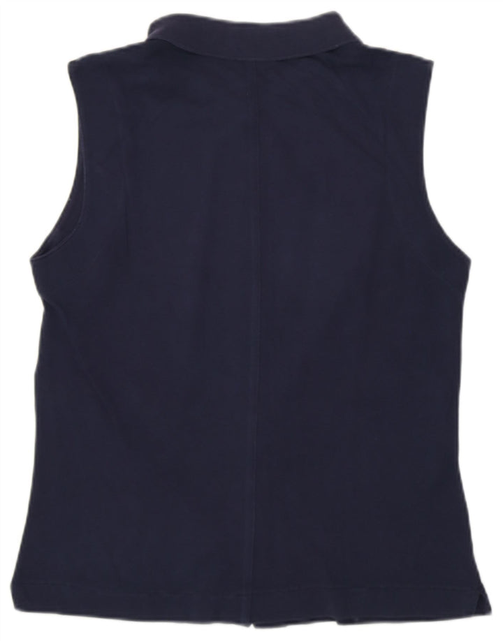 LACOSTE Womens Sleeveless Shirt Size 44 Large Navy Blue Cotton