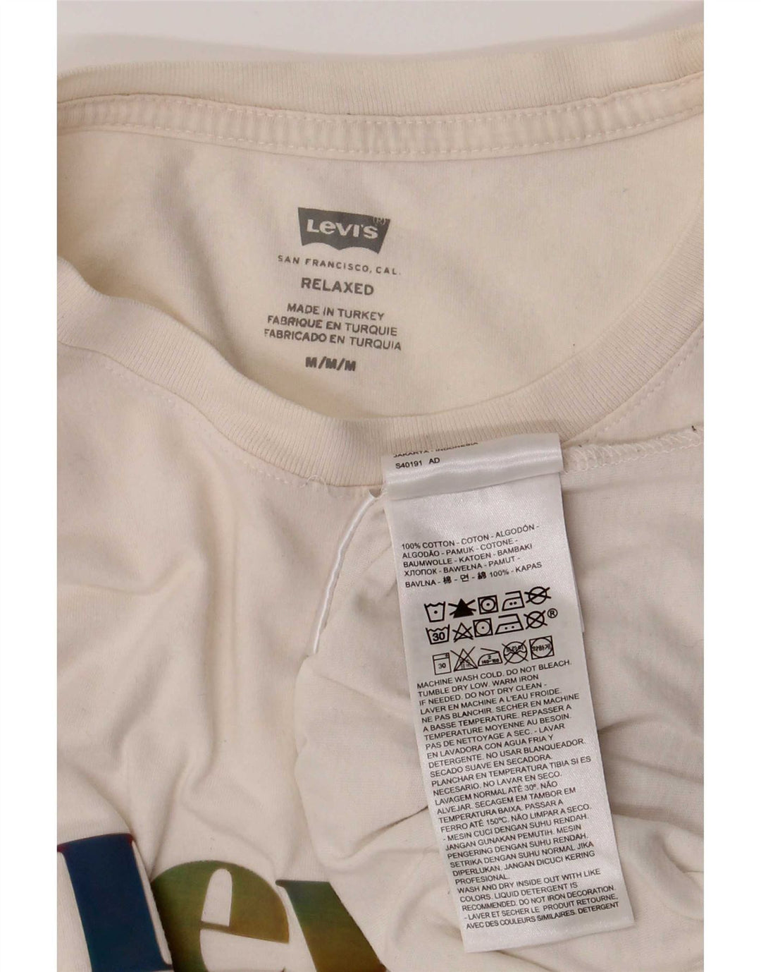 Γυναικείο γραφικό μπλουζάκι Levi's Relaxed Fit Top βρετανικό μεσαίο λευκό βαμβακερό