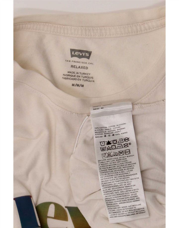 Γυναικείο γραφικό μπλουζάκι Levi's Relaxed Fit Top βρετανικό μεσαίο λευκό βαμβακερό