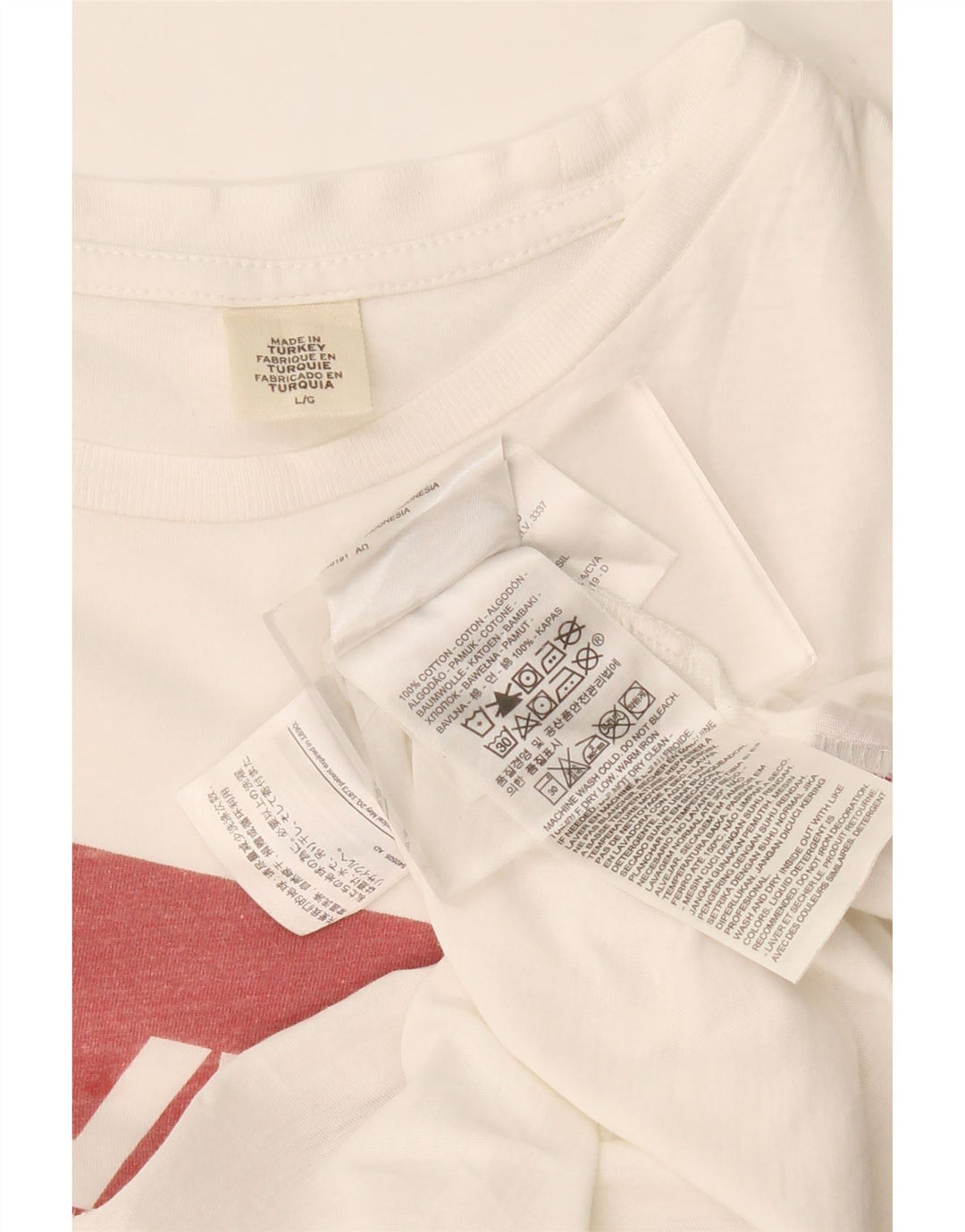 Γυναικείο γραφικό μπλουζάκι LEVI'S Top UK 16 μεγάλο λευκό βαμβακερό