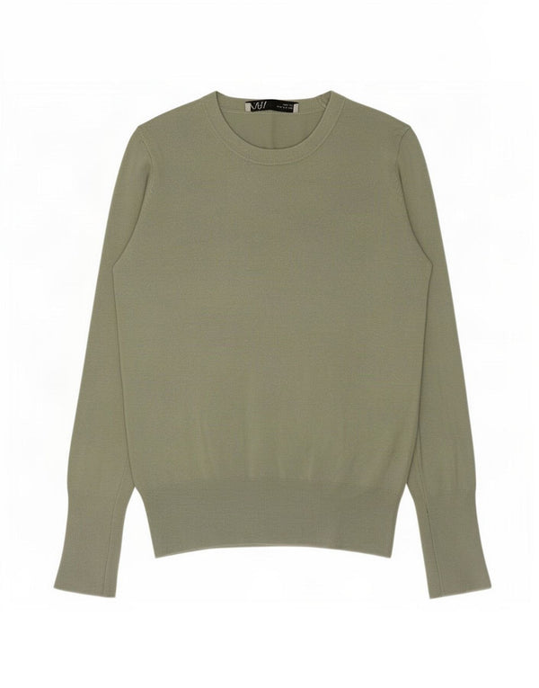 Zara Γυναικείο πουλόβερ με λαιμόκοψη UK 10 Small Green Viscose