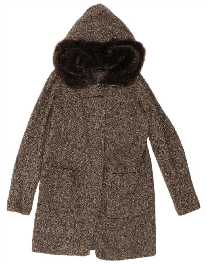 Zara γυναικείο πλεκτό πανωφόρι με κουκούλα UK 10 μικρές ακρυλικές ίνες