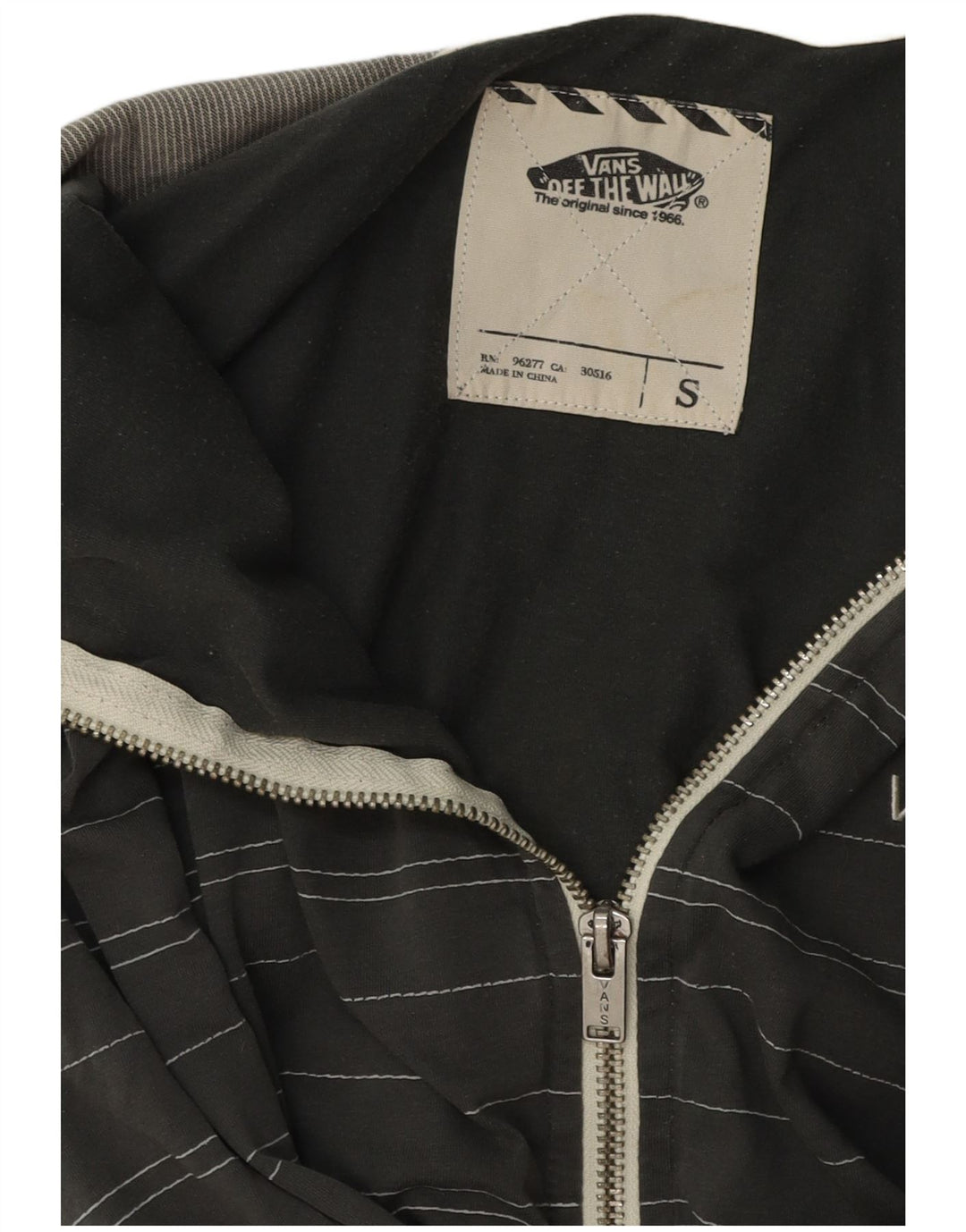 Ανδρικό πουλόβερ με κουκούλα με φερμουάρ Vans Μικρό γκρι βαμβακερό ριγέ