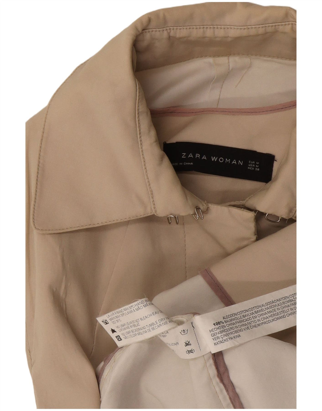 Zara Γυναικεία καμπαρντίνα UK 12 Βαμβακερό μεσαίο μπεζ