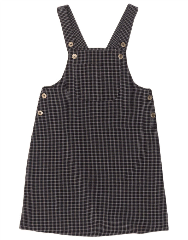 Vintage γυναικείο φόρεμα Dungaree UK 12 Medium Navy Blue Check