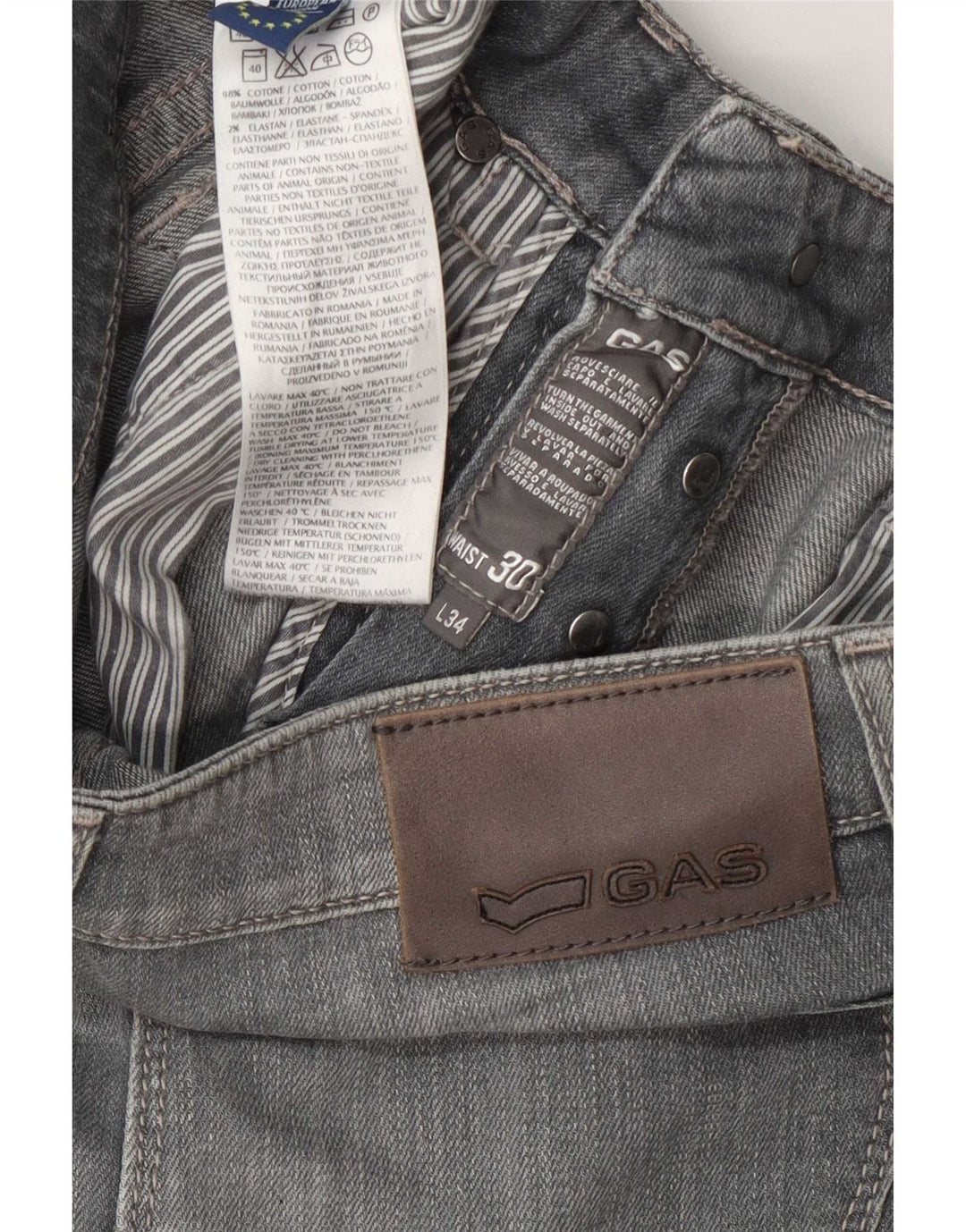 Gas Γυναικείο Slim Jeans W30 L34 Γκρι βαμβακερό